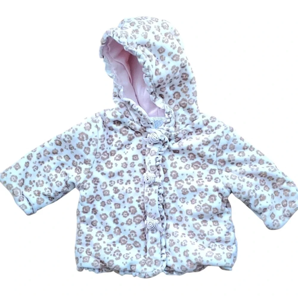 Koala Baby‎ Girls Rosebud Cheetah Plush Coat in Tan 3-6M